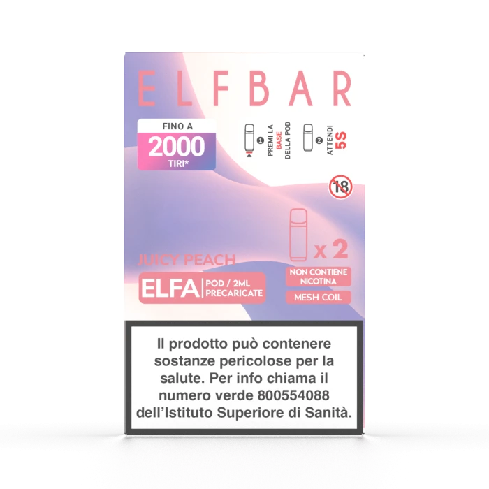 ELFBAR ELFA 2ML PREFILLED POD (2 PEZZI) JUICY PEACH - 0 mg/ml