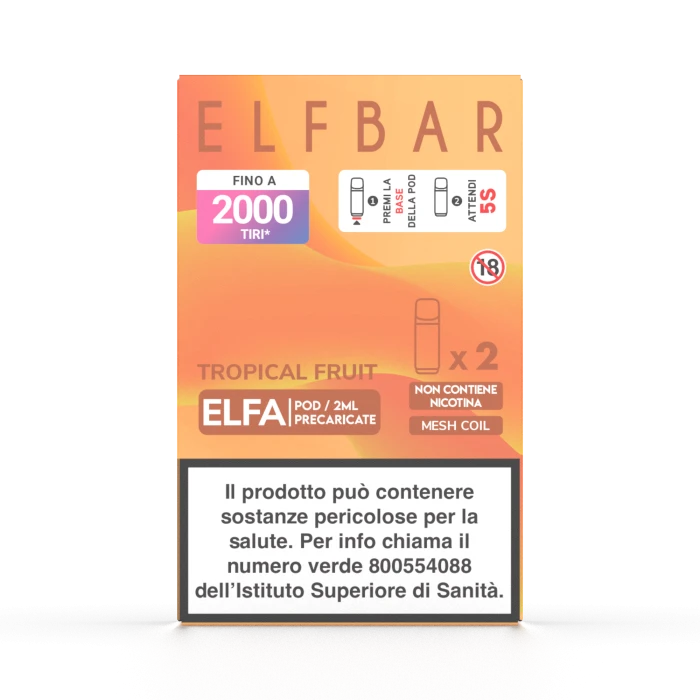 ELFBAR ELFA 2ML PREFILLED POD (2 PEZZI) TROPICAL FRUIT - 0 mg/ml