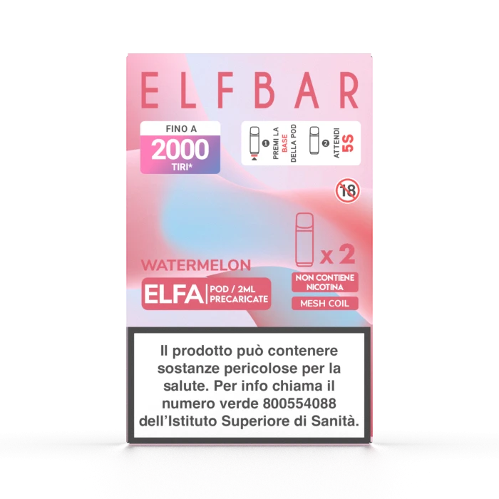 ELFBAR ELFA 2ML PREFILLED POD (2 PEZZI) WATERMELON - 0 mg/ml