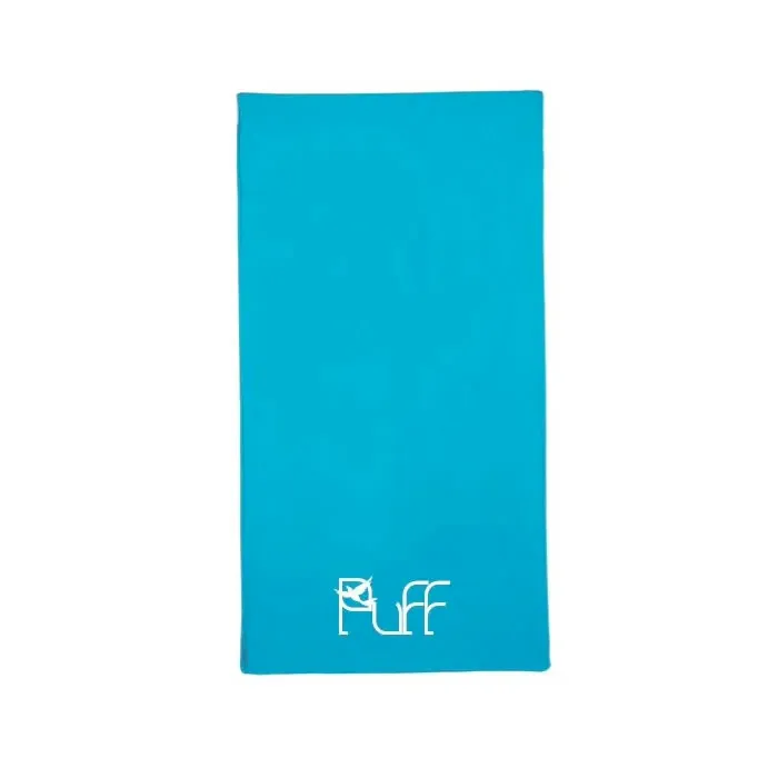 TELO IN MICROFIBRA COMPATTA AZZURRO LOGO PUFF CM 75X150